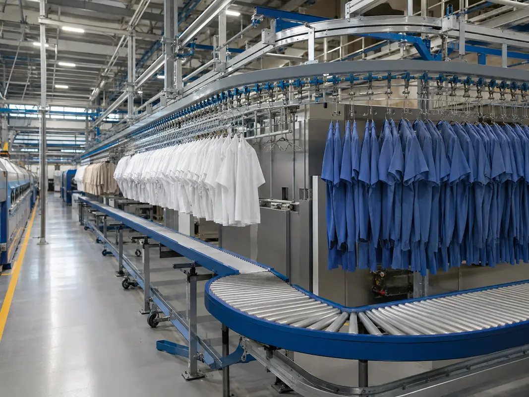 Sistema industrial para transporte de prendas y producto